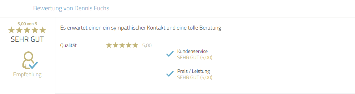 Kundenbewertung für Photobooth-Deluxe für Beratung und Service.