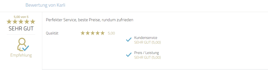 Kundenrezension für Photobooth-Deluxe zum Service und Preis.